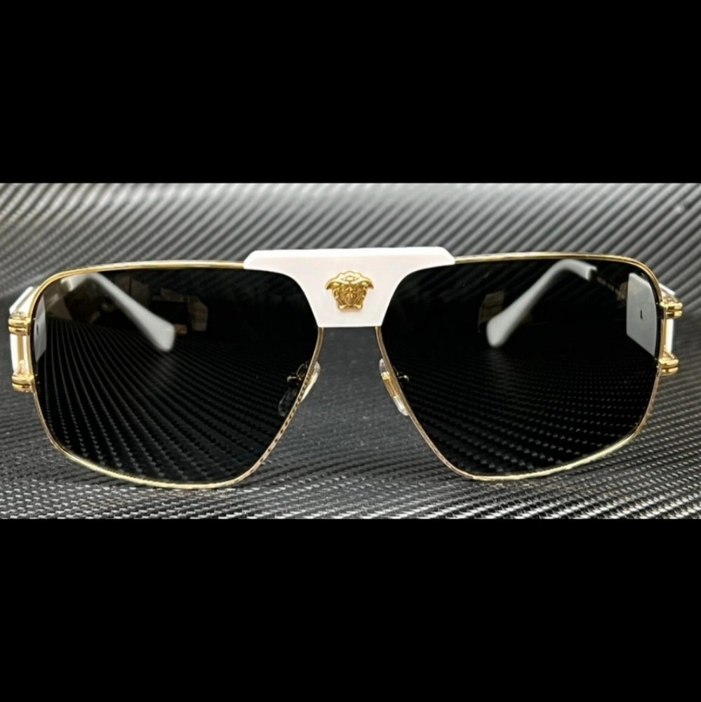 Versace Black and Gold Sunglasses with White Accent